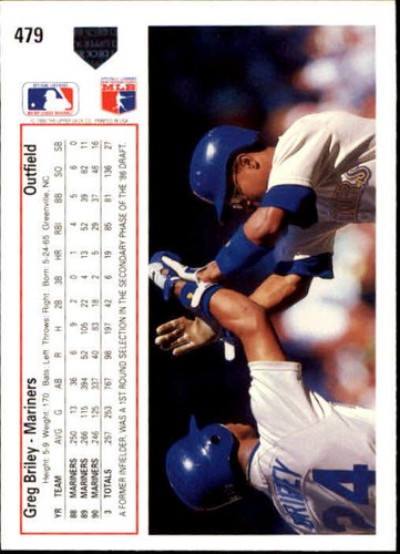 1991 Upper Deck #479 Greg Briley - NM - Picture 2 of 2