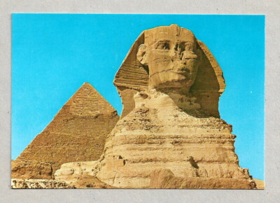 EGYPT  VINTAGE POSTCARD -  GIZA -THE  SPHINX AND PYRAMID OF KHAFRE