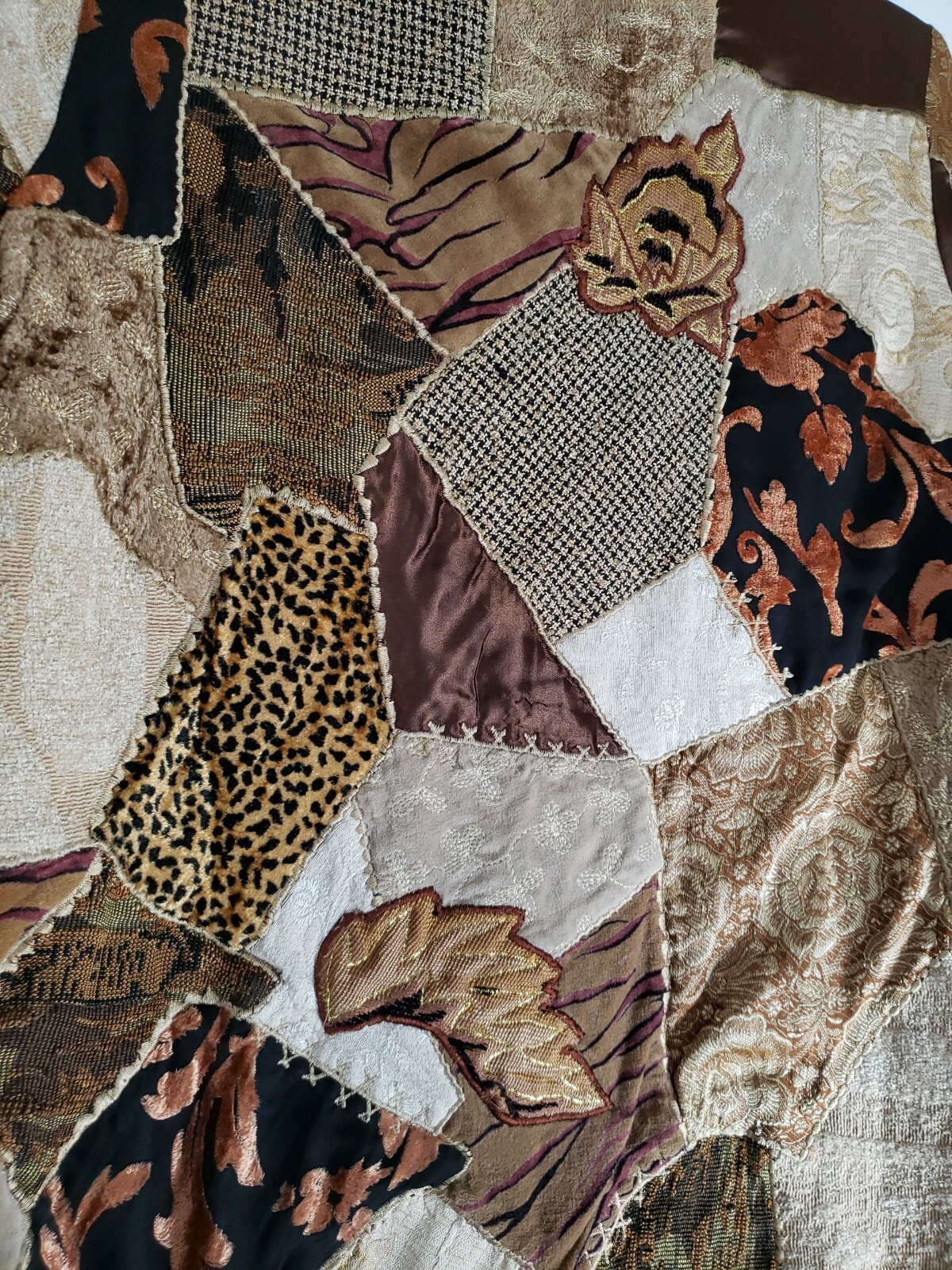 Indigo Moon Fall Floral Neutral Patchwork Embroid… - image 6