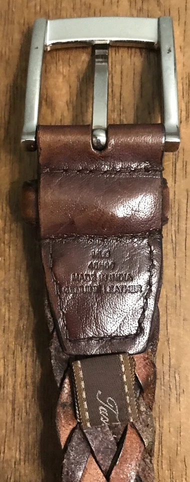 Tasso Elba Brown Woven Leather Belt Men’s Sz 40-42 Distressed 1.25”Wide Foto 4 de 4