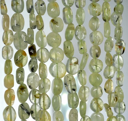 7X5-16X9 MM MOOS TEICH PREHNIT EDELSTEIN GRÜNER KIESEL NUGGET LOSE PERLEN 14 Zoll - Bild 1 von 4