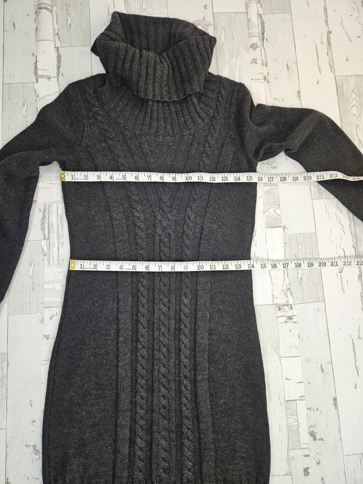 Cynthia Rowley Womens Sweater Dress Small Charcoal Gray Merino Wool Blend - Image 3 of 4
