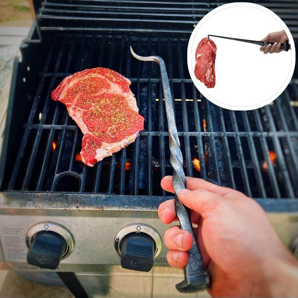 Heavy Duty Cave Tools Food Flipper And Meat Hook For Grilling