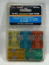 10-PC. Maximum Car Vehicles / Boat Fuse Set – 20-60 Amp Ratings – Cal-Hawk - NEW