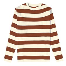 Mens Long Sleeve Stripe T-Shirt New Casual Classic Fit Crew Round Neck Tee Tops