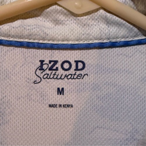 Izod Saltwater polo shirt mens M green blue AOP Hawaiian beach golf performance - Picture 5 of 9