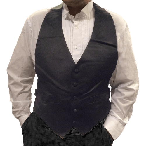 One Dozen (12) Mens Black Backless Cloth Tuxedo Vests (LG 36-46) - Picture 1 of 2