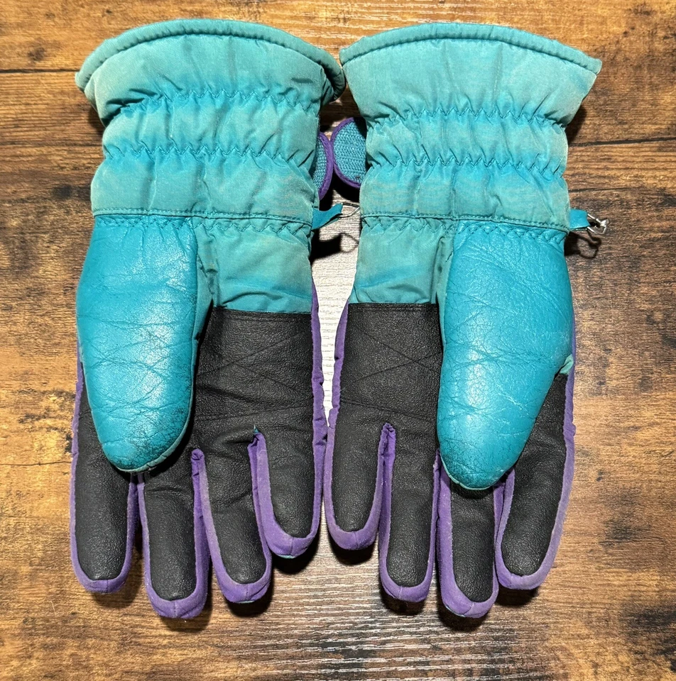 Guantes de esquí Rossignol vintage para hombre INVIERNO GORE-TEX púrpura y verde azulado RARO Foto 2 de 3