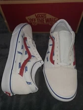 VANS OLD SKOOL SHOES MENS SZ 9 TRUE WHITE RED BLUE NEW VN0A3WKT9M9