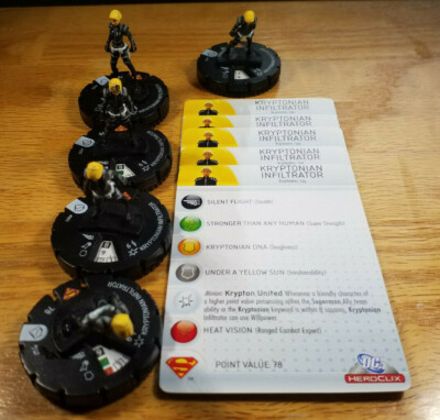 Kryptonian infiltrator x5 #003 common Superman Heroclix set with cards generics