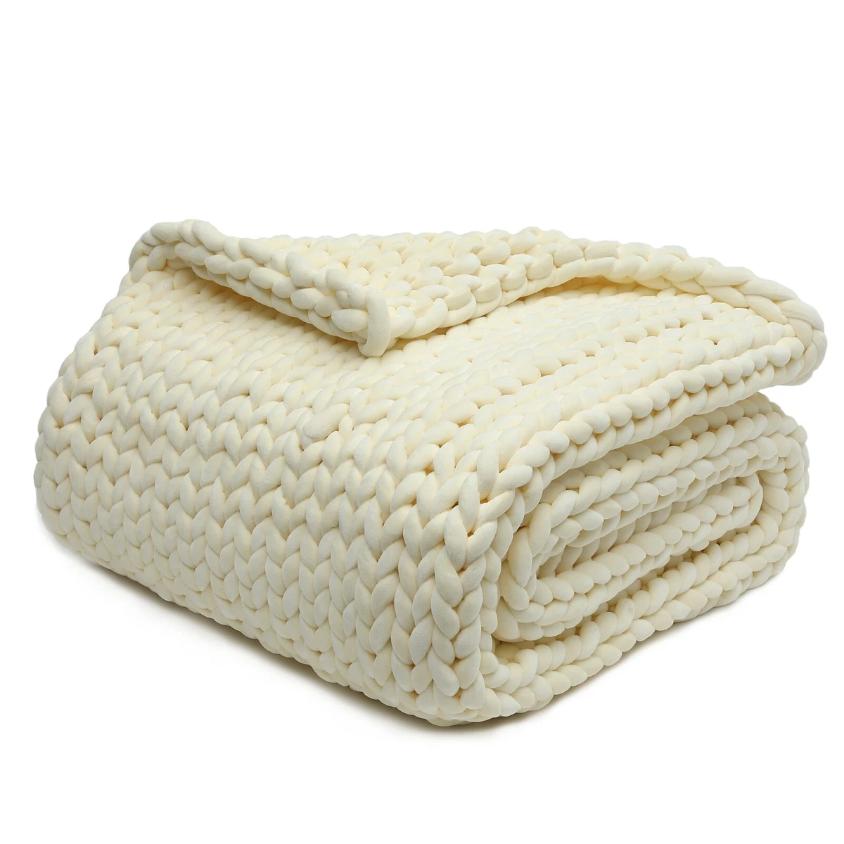 YnM Velvet Knitted Weighted Blanket Chunky Knit Weighted Throw Blanket for Sleep