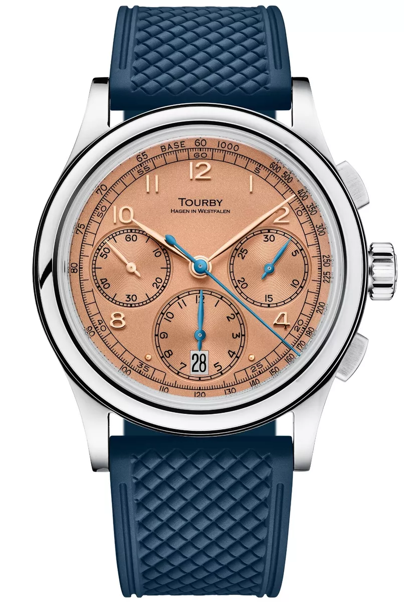 Tourby Art Deco Chronograph Salmon Dial 40 Top Grade ETA Valjoux 7753
