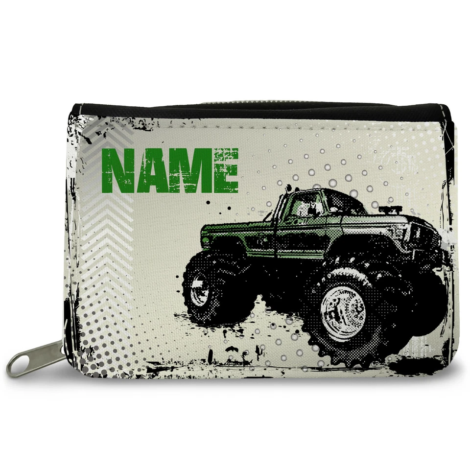 GRAVURZEILE Bedruckte Geldbörse für Kinder im Monstertruck Design