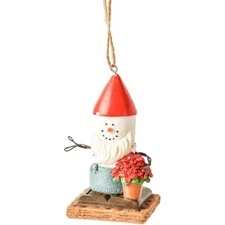 Ganz Smores Gnome With Flower Snowman Plastic Christmas Ornament