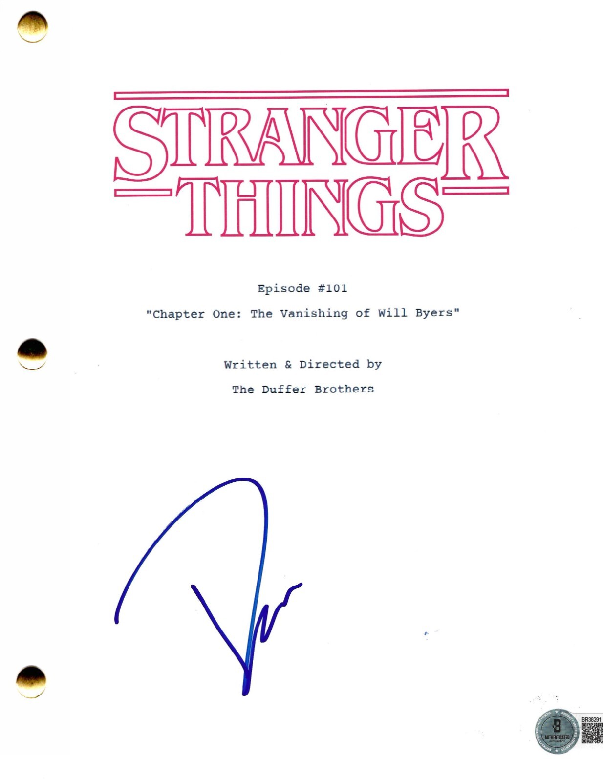 David Harbour Autographed Signed Stranger Things Pilot Script Authentic Beckett 