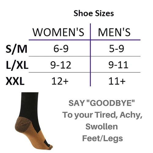 6 pares de calcetines de compresión de cobre 20-30 mmHg soporte graduado hombres mujeres S-XXL - Imagen 4 de 19