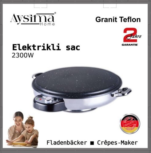 Fladenbäcker Maschine 2300W 50cm Pancake Maker Yufka Sac Katmer Makinesi Granit
