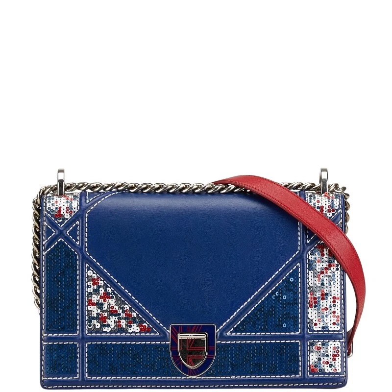 SAC BANDOULIÈRE CHAÎNE DIORAMA AUTHENTIQUE CHRISTIAN DIORAMA CUIR PAILLETTES FEMMES F/S