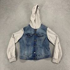 Fire Los Angeles Jacket Girls XL 15-17 Blue Jean Denim Button Up Long Sleeve