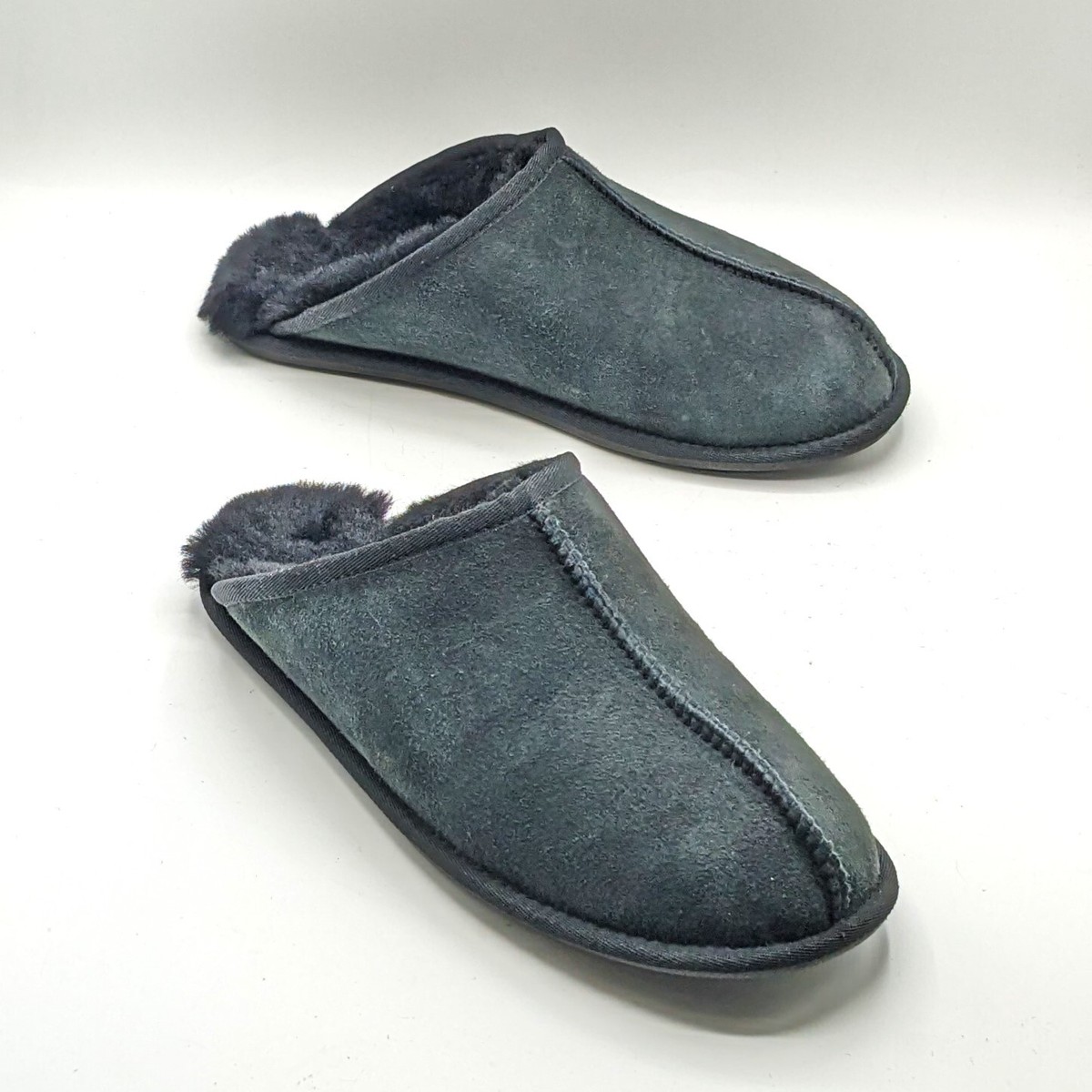Kirkland Signature Black Suede Slippers with Patterned Trim Kirkland Signature Black Slippers for Men for sale | eBay main image 4