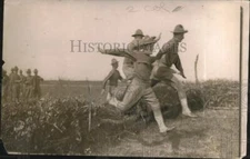 1919 Press Photo US Army training camp at Ft Sill Kansas troops over hurdles
