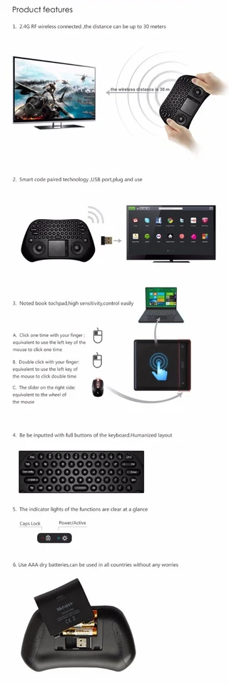 MediaVISION- Wireless Keyboard Mouse Pad for PC's- Smart TV's- Gaming- TV Box - Image 2 of 4