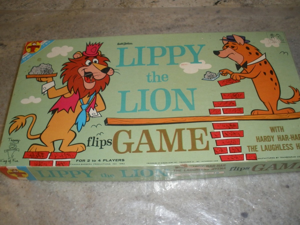 VINTAGE LIPPY THE LION FLIPS GAME COMPLETE TRANSOGRAM HANNA