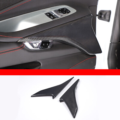 ABS Carbon Fiber Door Exit Button Bottm Trim Cover For Corvette C8 2020-2025