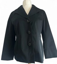 Ellen Tracy Size Large Jacket Women's Black Long Sleeve Coat Hooded Uk 16-18