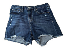 Signature Levi Strauss High Rise Denim Shorts Adjustable Waist Girls Size 14