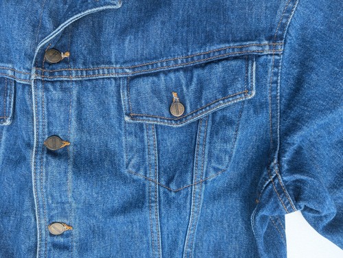 Marithe Francois Girbaud Blue Denim Trucker Jacket Medium Corduroy Collar USA - Picture 5 of 19