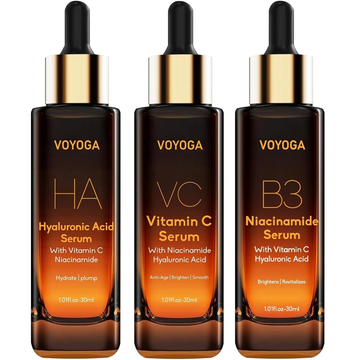 Hyaluronic Acid Face Serum,Vitamin C Skin Care Set-Pack of 3,All 