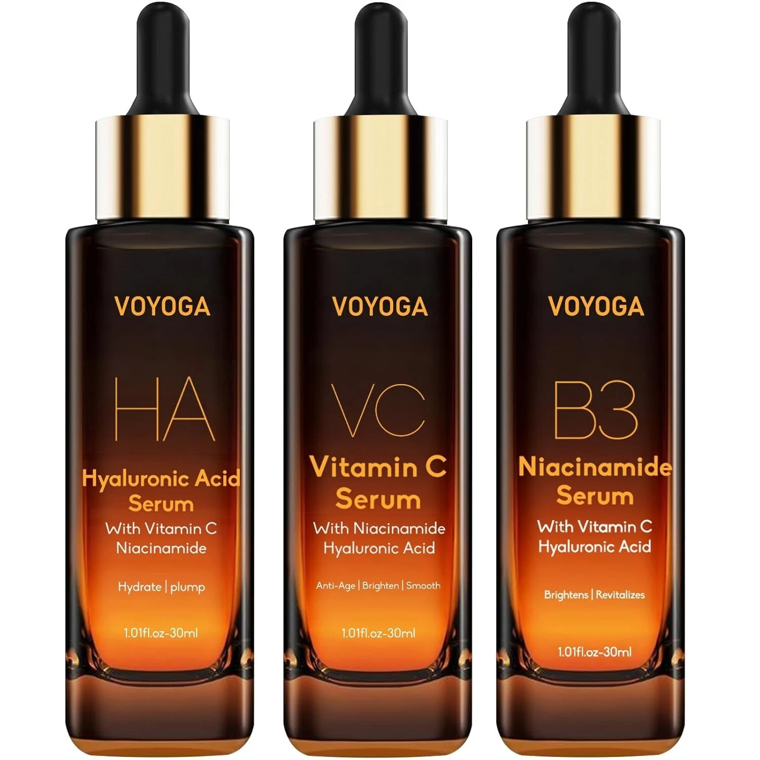 Hyaluronic Acid Face Serum,Vitamin C Skin Care Set-Pack of 3,All Skin Type