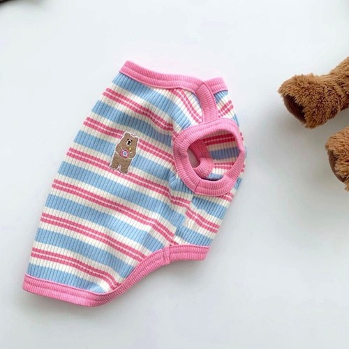 Cotton Dog Sleeveless Vest Colorful Stripe Spring Thin Vests for Small Dogs - Picture 8 of 10