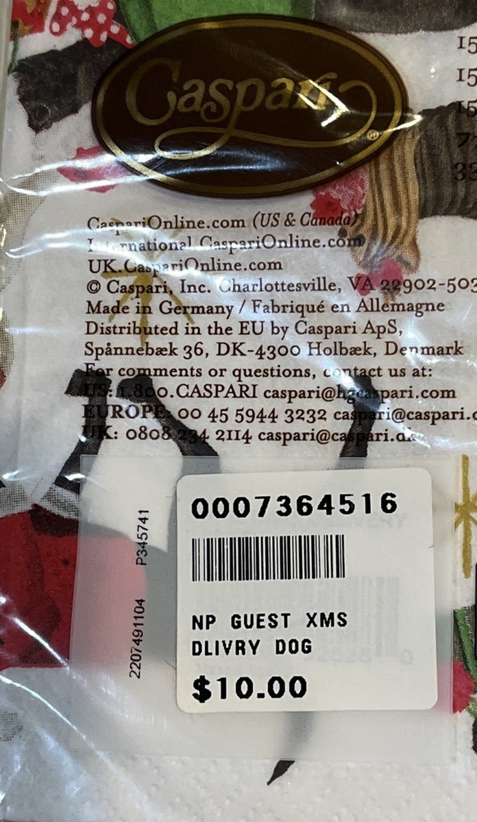 Tovaglioli Ospiti Caspari White Christmas, 15 Pezzi, Triplo Strato, Stampati In Germania, Eco-friendly - 2