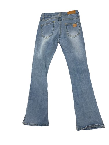 Girl's Pink Ivy Flared Leg Blue Jeans Denim Size 10 With Slits - Picture 2 of 3