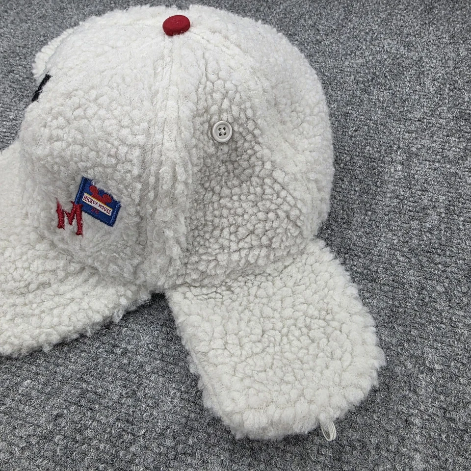 Disney Mickey Mouse Sombrero Gorra Snap Back Niños XS/S Sherpa Imitación Piel Oreja Solapa Blanco Foto 4 de 4