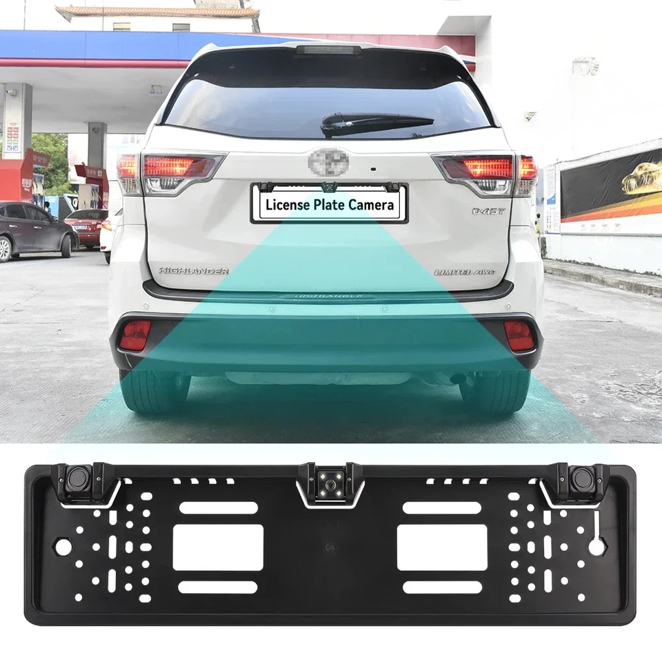 3 in 1 Car Backup Camera and Parking Sensor Kit with EU License Plate Holder 12V - Image 4 of 4