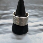 925 Sterling Silver Ring Hammered Wide Band Statement Cigar Vintage Sz 9.5