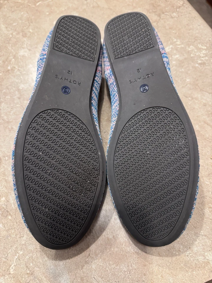 Rothys biqueira redonda turquesa mesclado tamanho 12 edição limitada azul rosa balé plano - Imagem 4 de 4