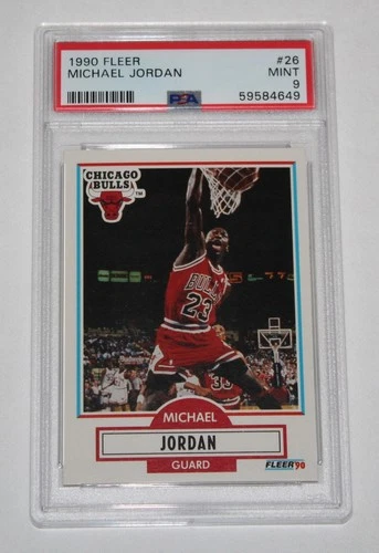 1990 Fleer Basketball Card #26 MICHAEL JORDAN Chicago Bulls PSA 9 MINT