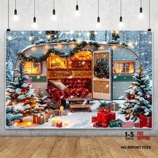 White Red Snowflakes Forest Photo Backdrop - 8x6ft - Winter Wonderland