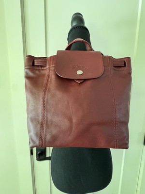 Longchamp Le Pliage Cuir backpack Burgundy leather