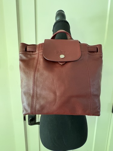 Longchamp Le Pliage Cuir backpack Burgundy leather