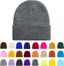 1  2 Packs Beanie for Men Women Warm Winter Hats Acrylic Knit Cuffed Beanie Cap
