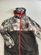 Jordan Boys Hooded Full Zip Windbreaker Jacket L Black/Gray/Red Camo