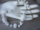 Vintage FREIRICH Molded White Milk Glass Bead 22" long Chain Necklace