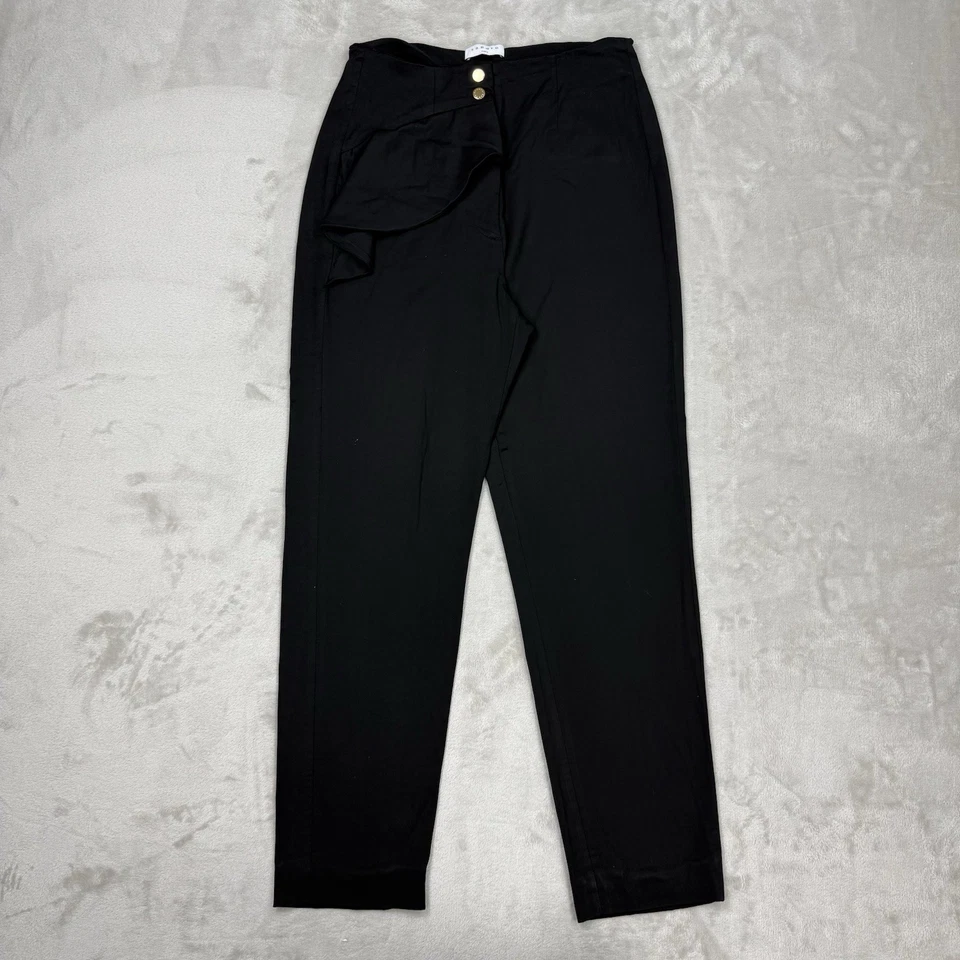 Pantalones de vestir Sandro Paris con volantes negros cintura alta talla 36x26 Foto 2 de 4