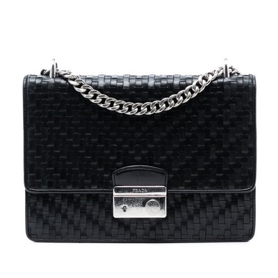 Prada Woven Madras Leather Chain Flap Bag | Pre-Loved | Echtheitsgeprüft