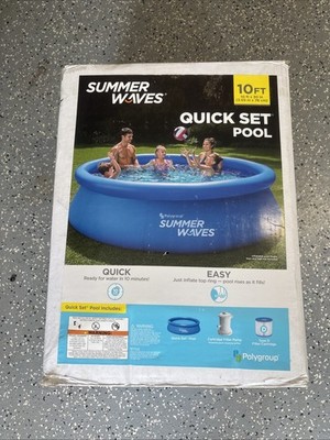 Summer Waves 10 ft 30 in Quick Set Inflatable Above Ground Pool w/ Filter Pump